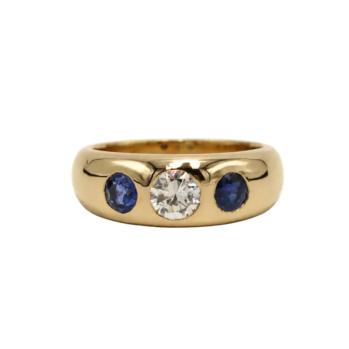 Bague Jonc en or jaune, saphirs et diamant - Castafiore
