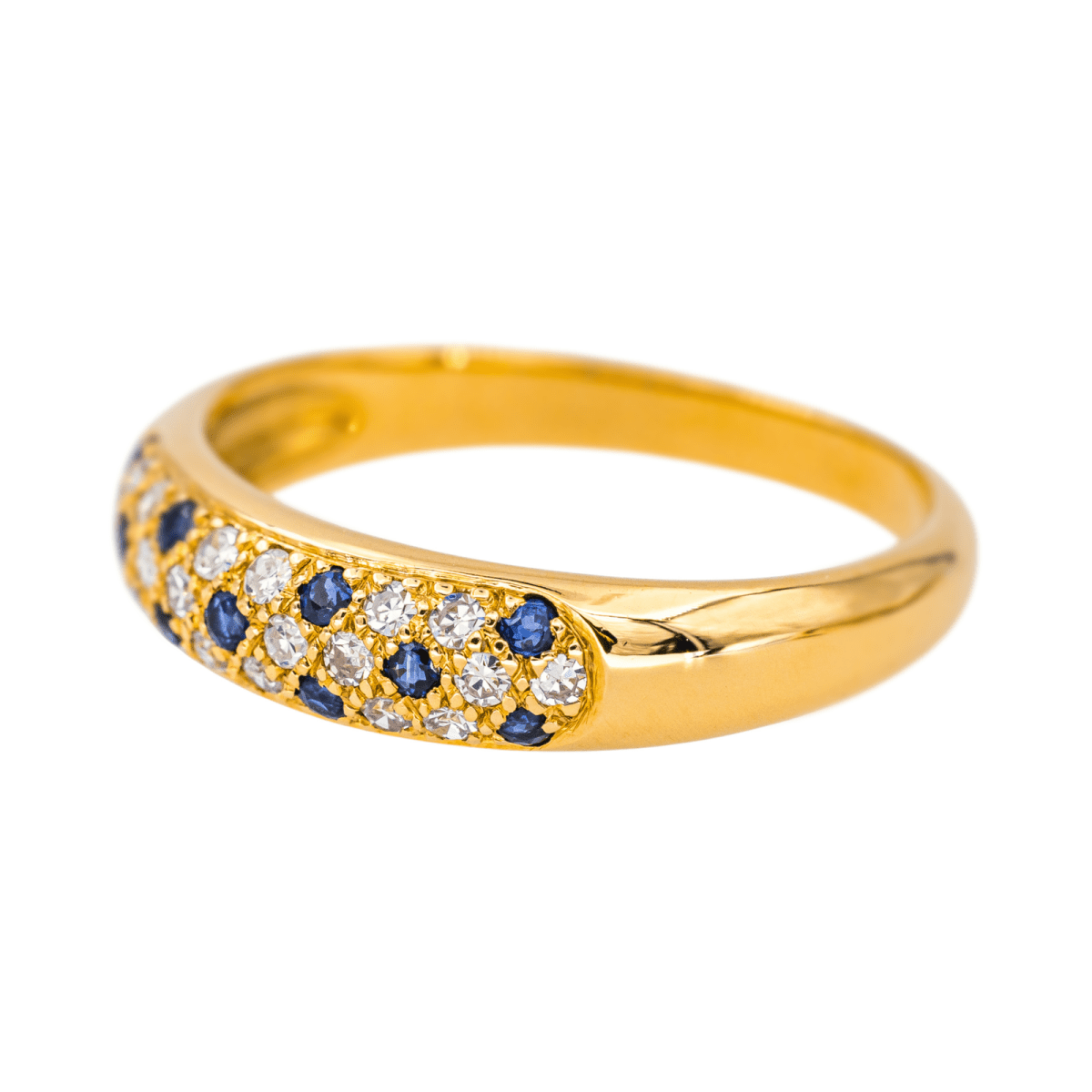 Bague Jonc en or jaune, saphirs et diamant - Castafiore