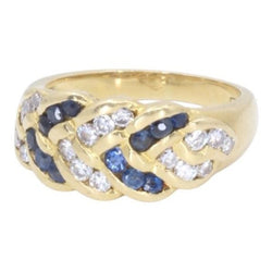 Bague Jonc en or jaune, saphirs et diamants - Castafiore