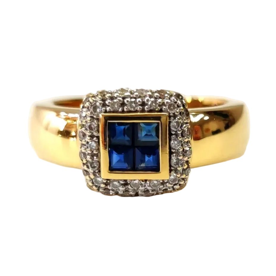 bague Jonc en or jaune, saphirs et diamants - Castafiore