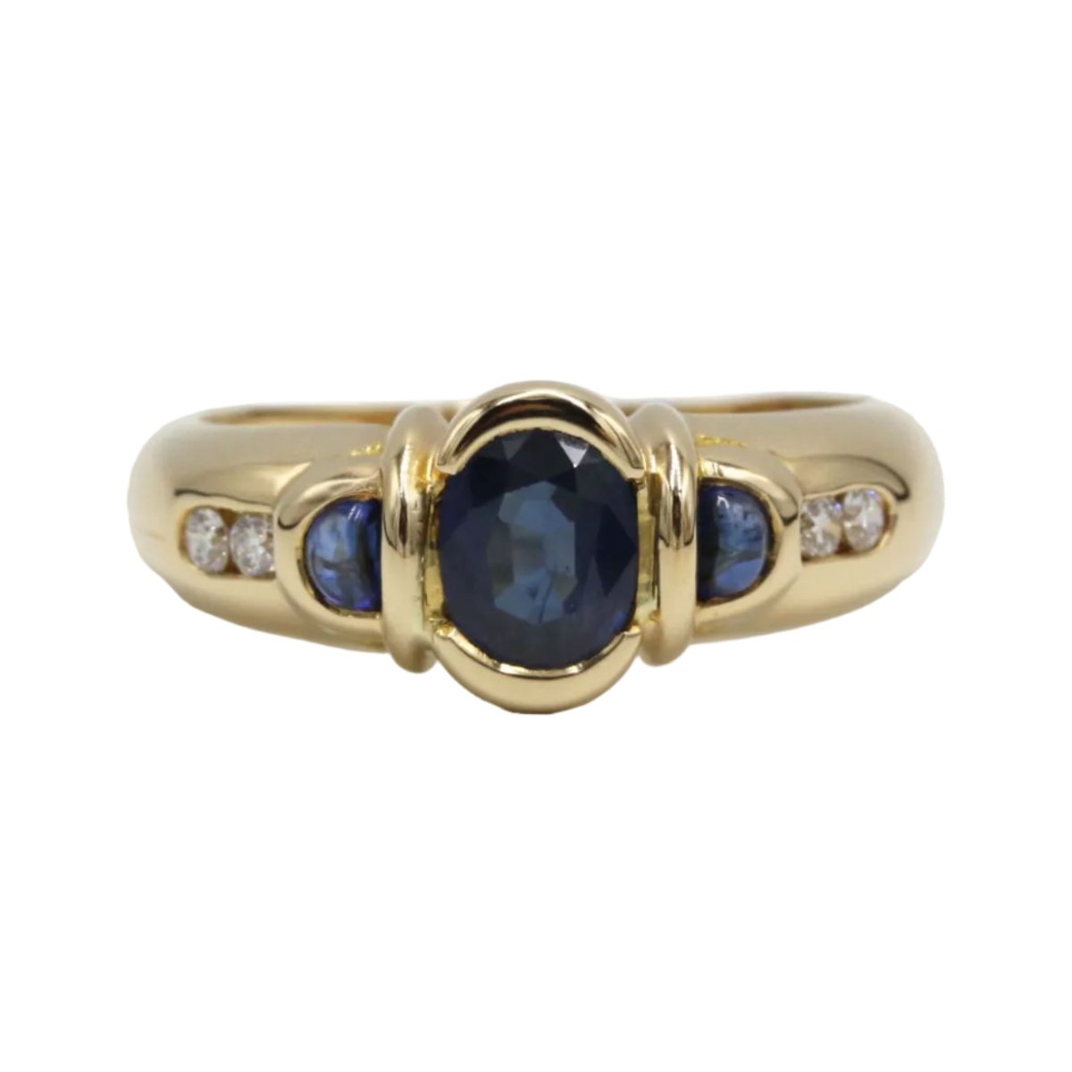 Bague Jonc en or jaune, saphirs et diamants - Castafiore