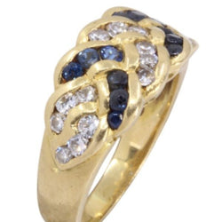 Bague Jonc en or jaune, saphirs et diamants - Castafiore