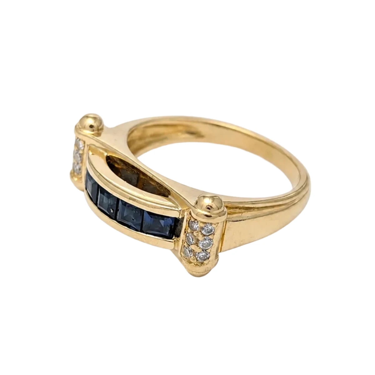 Bague Jonc en or jaune, saphirs et diamants - Castafiore