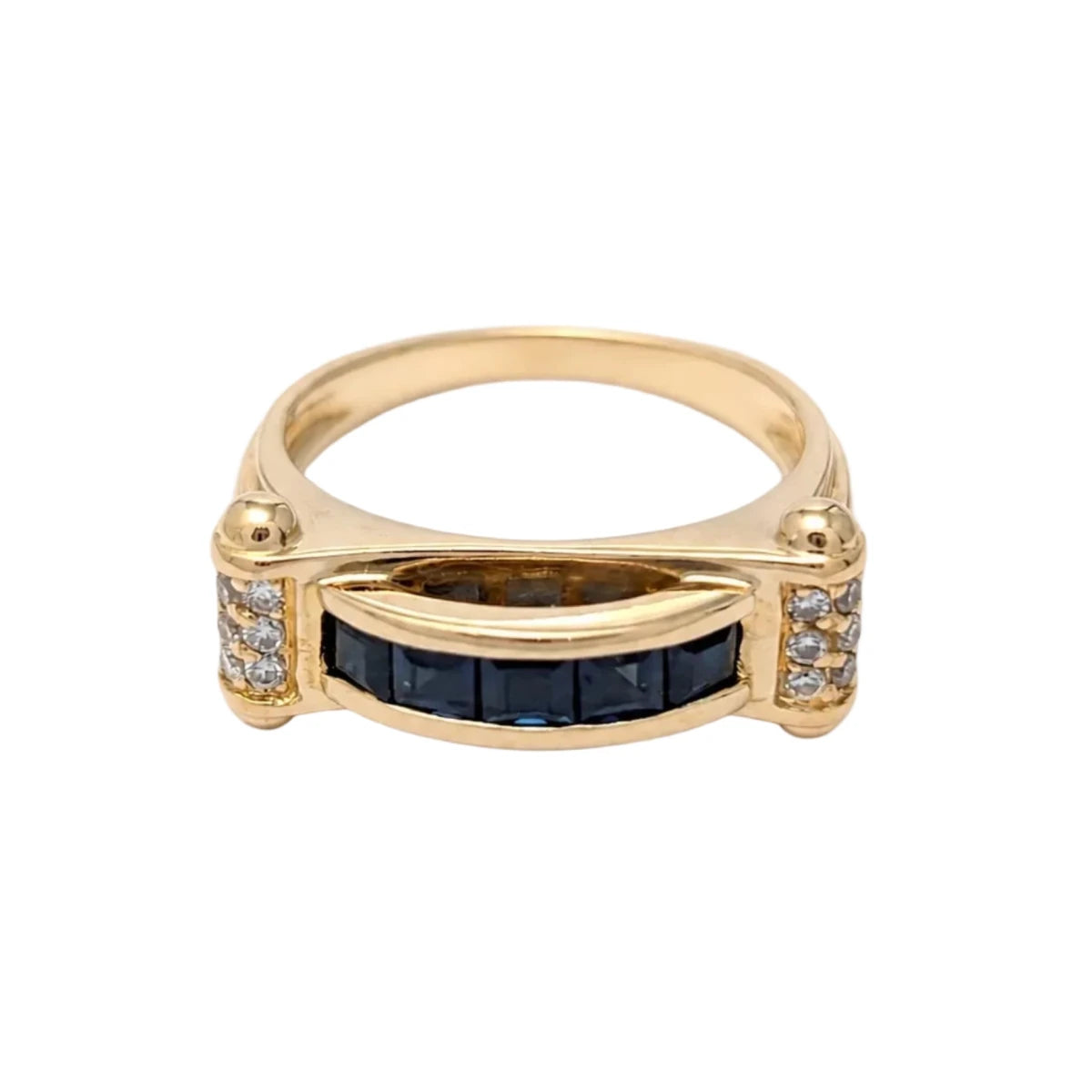 Bague Jonc en or jaune, saphirs et diamants - Castafiore