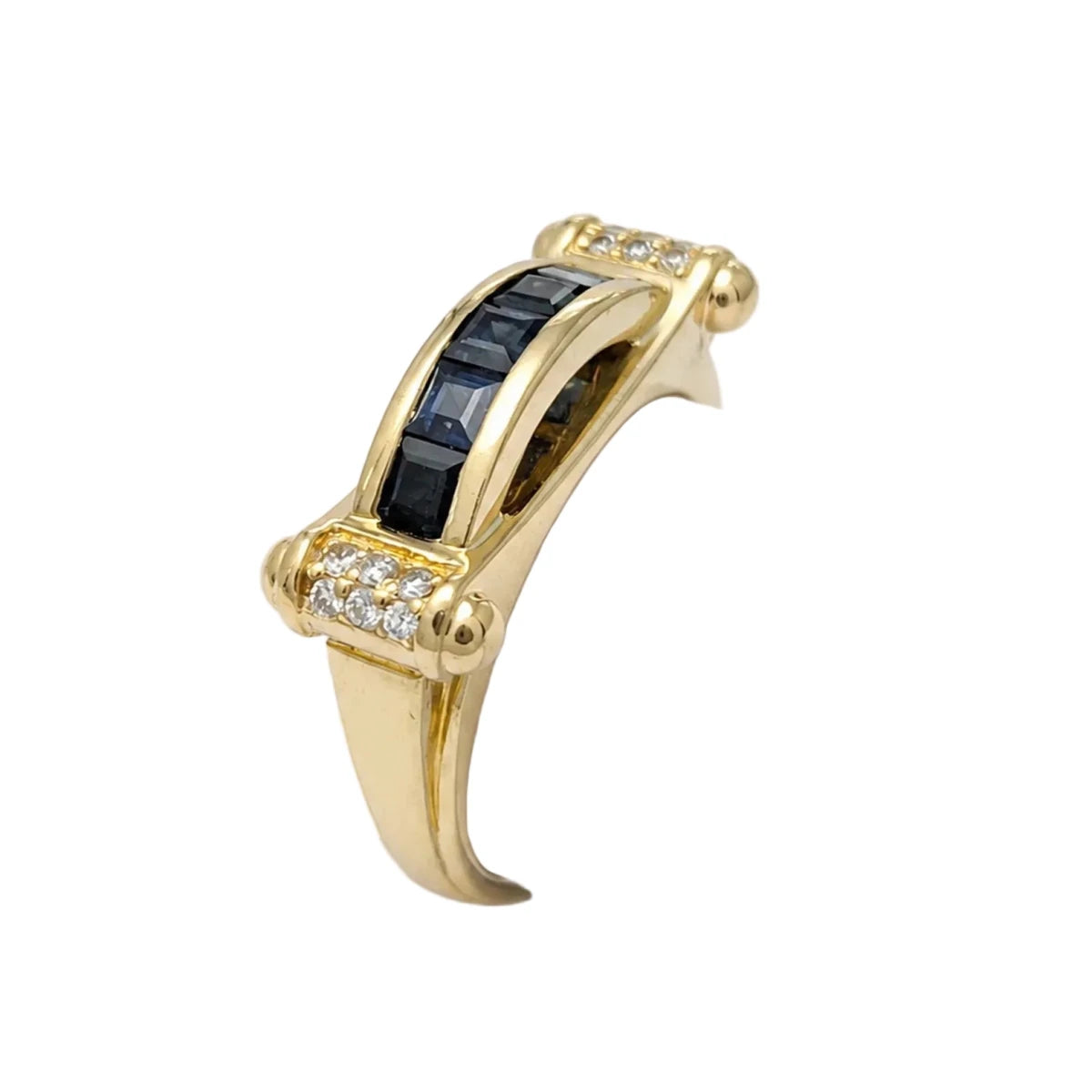 Bague Jonc en or jaune, saphirs et diamants - Castafiore