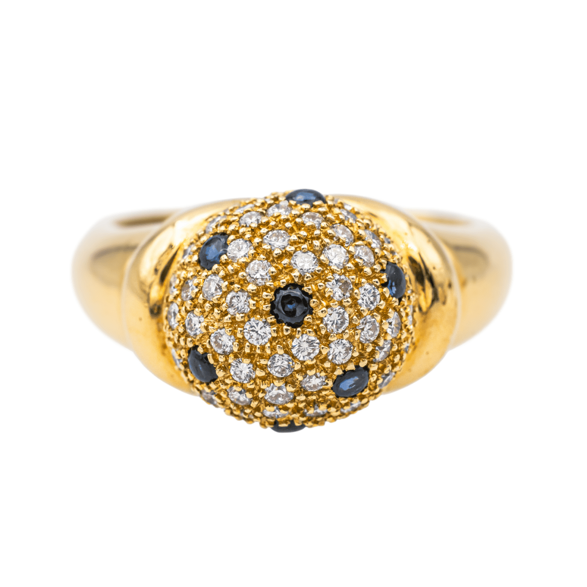 Bague Jonc en or jaune, saphirs et diamants - Castafiore