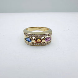 Bague Jonc en or jaune, saphirs et diamants - Castafiore