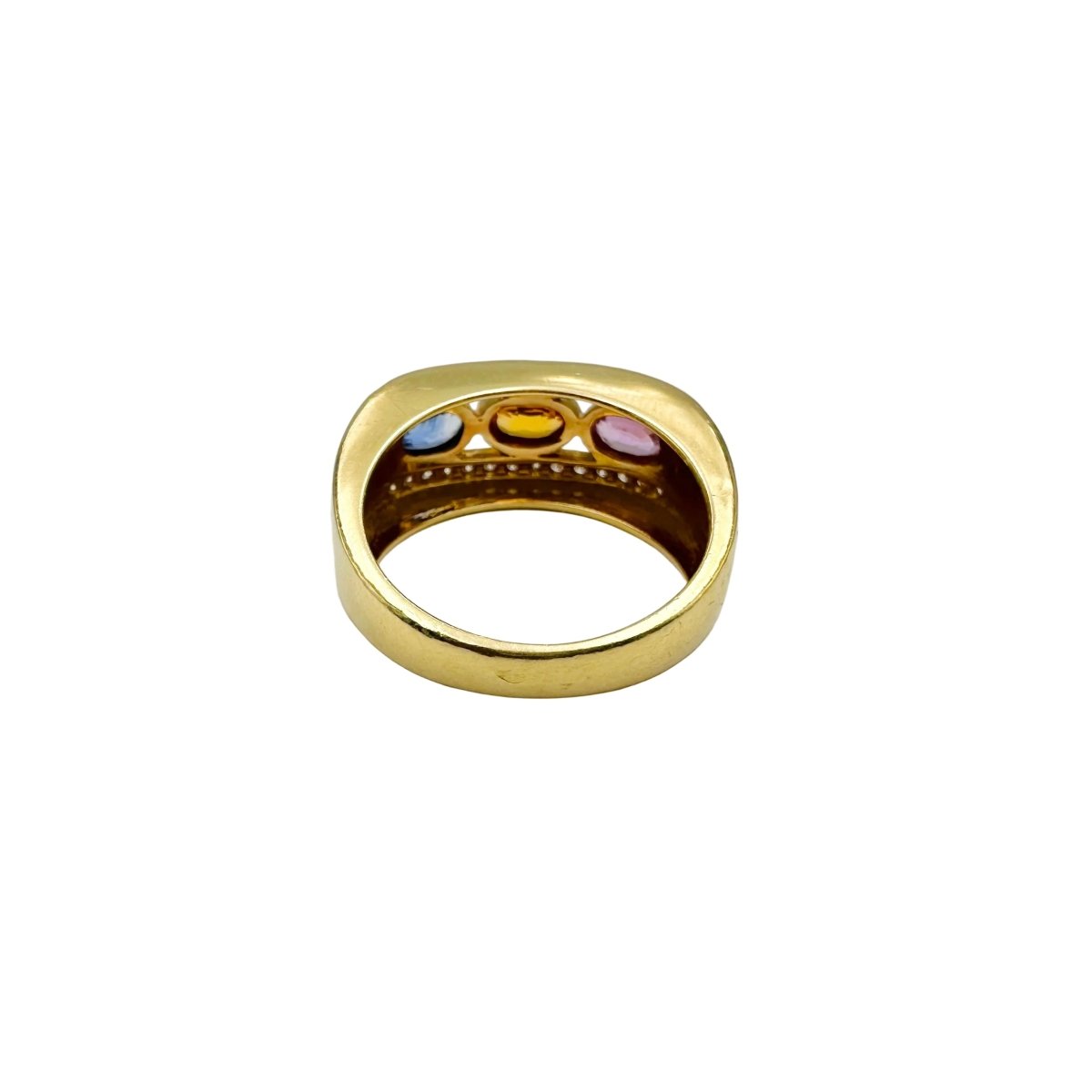 Bague Jonc en or jaune, saphirs et diamants - Castafiore