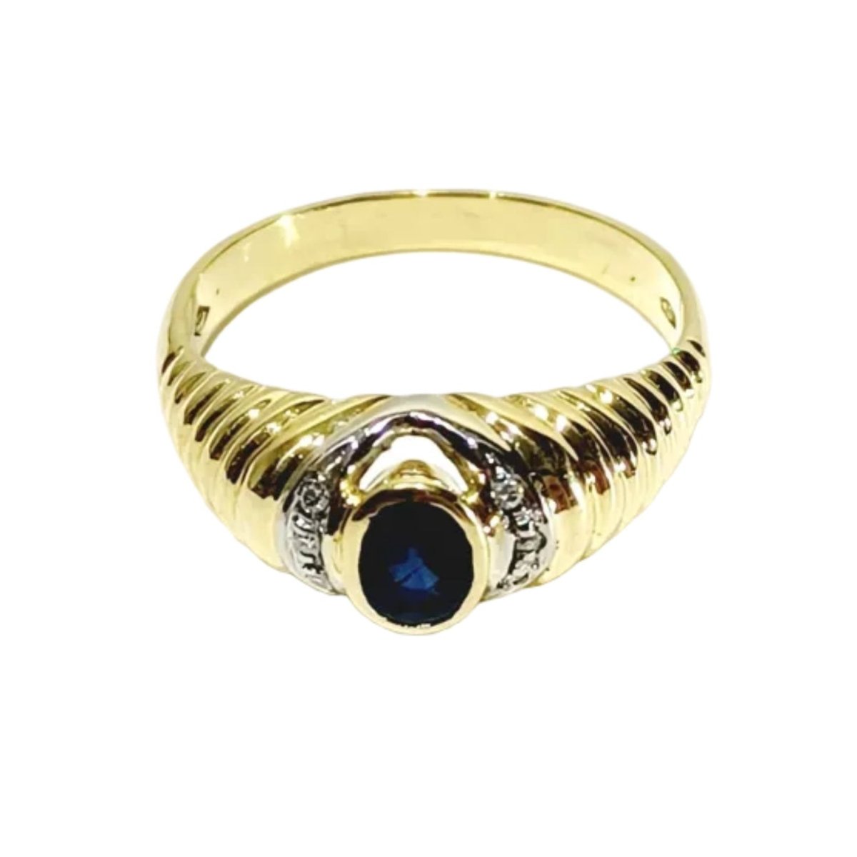 Bague Jonc en or jaune, saphirs et diamants - Castafiore