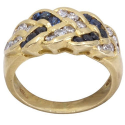 Bague Jonc en or jaune, saphirs et diamants - Castafiore