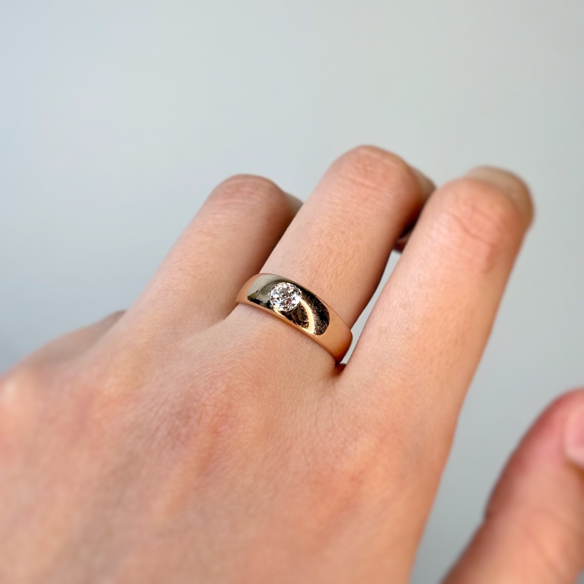 Bague Jonc en or rose et diamant - Castafiore