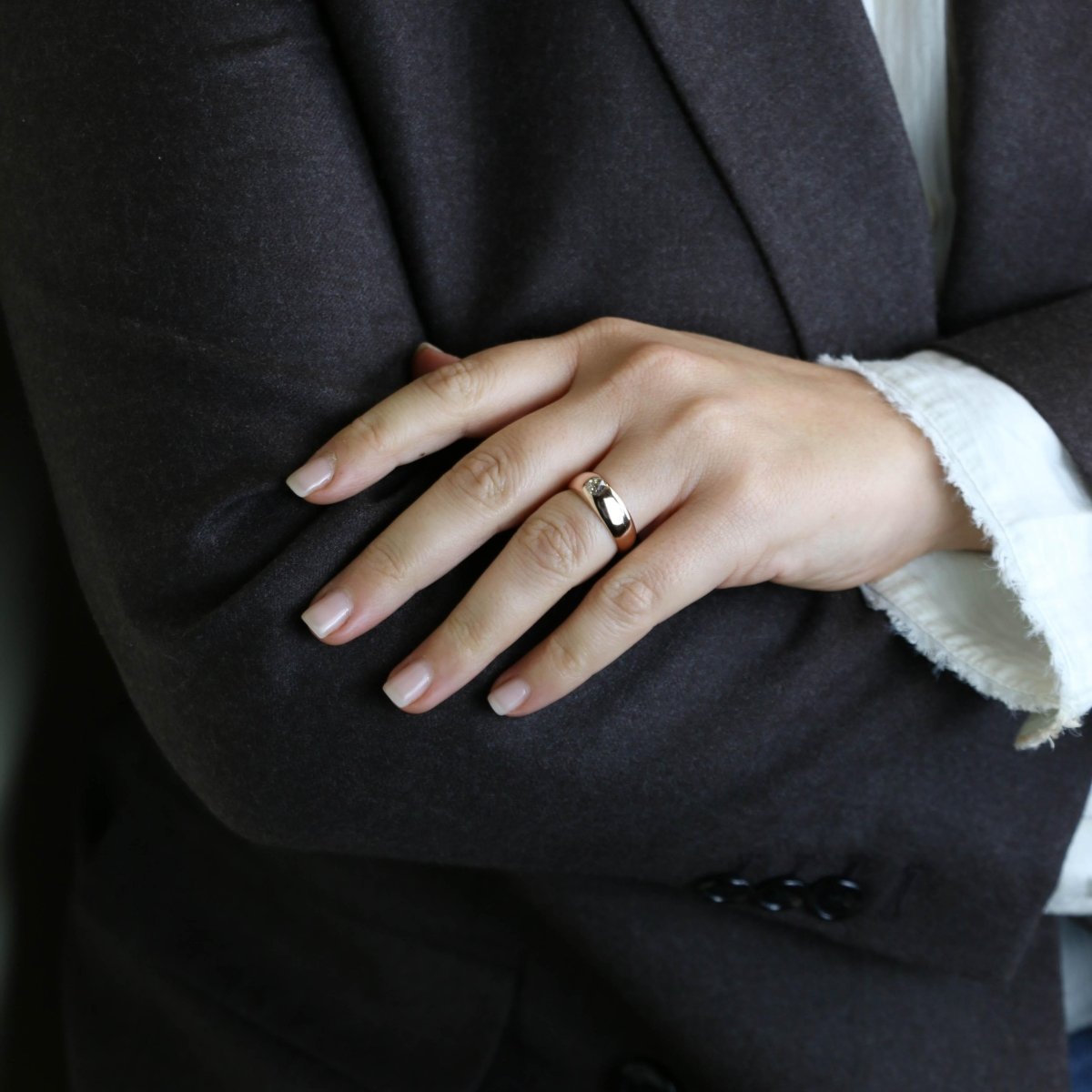 Bague Jonc en or rose et diamant - Castafiore