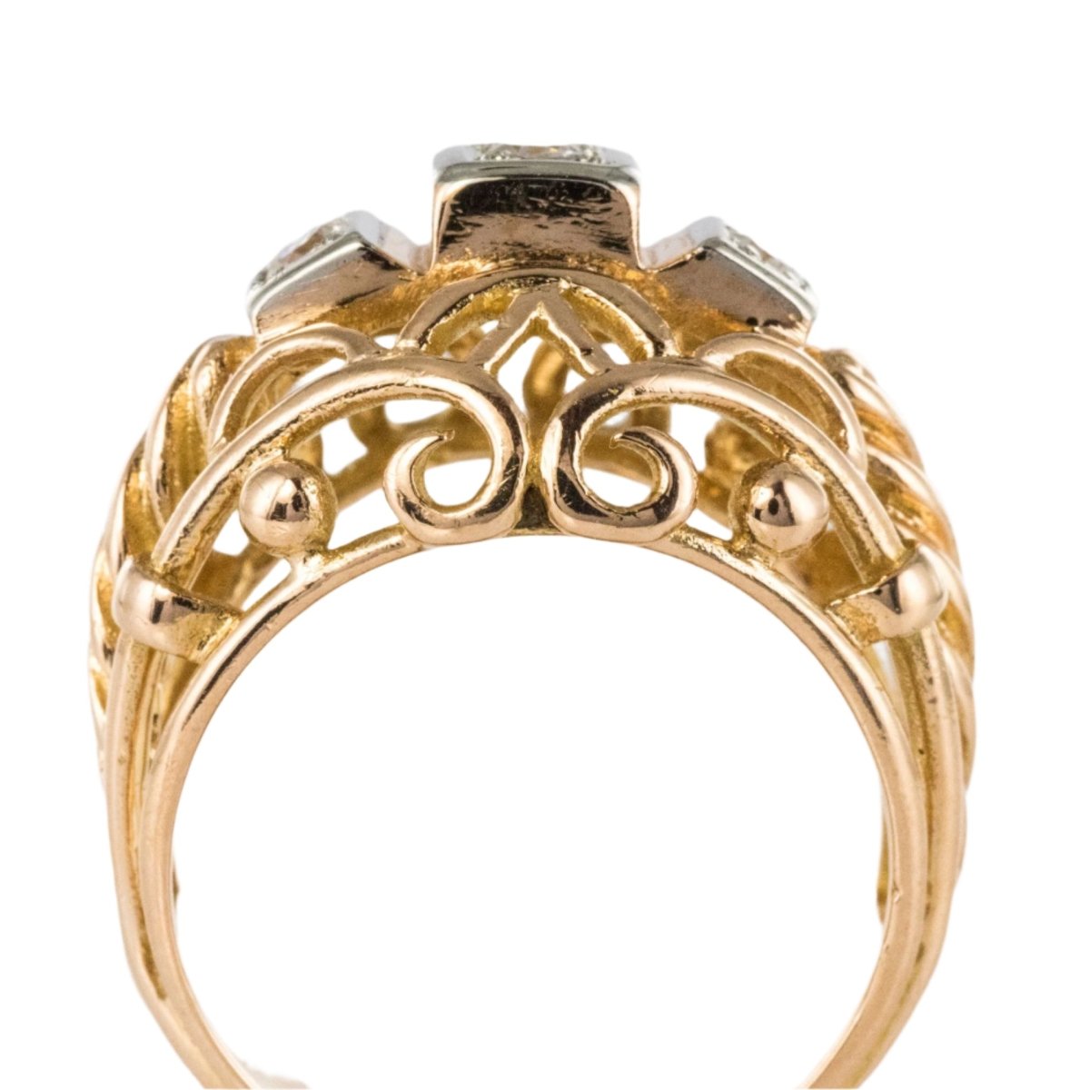 Bague Jonc en or rose et diamants - Castafiore