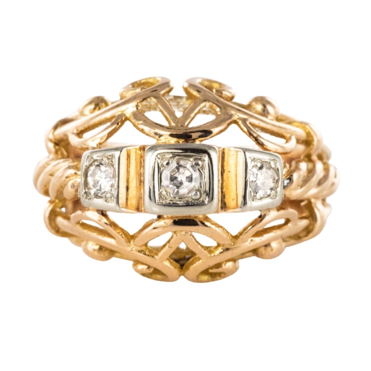 Bague Jonc en or rose et diamants - Castafiore