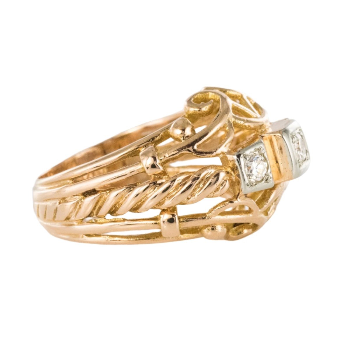 Bague Jonc en or rose et diamants - Castafiore