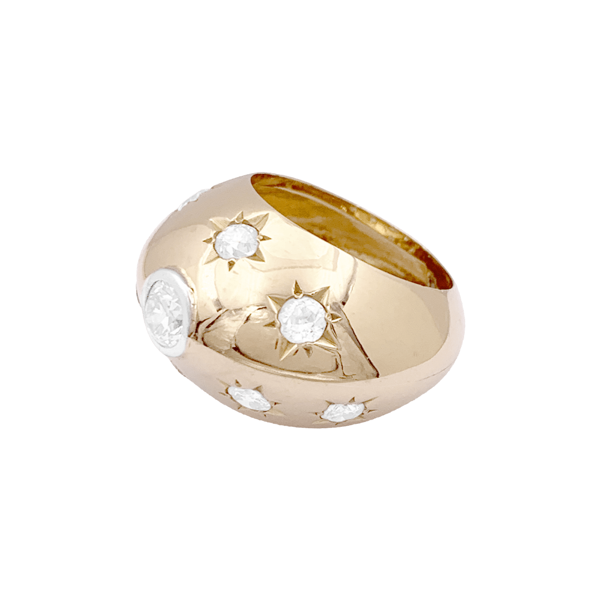 Bague Jonc en or rose et diamants - Castafiore