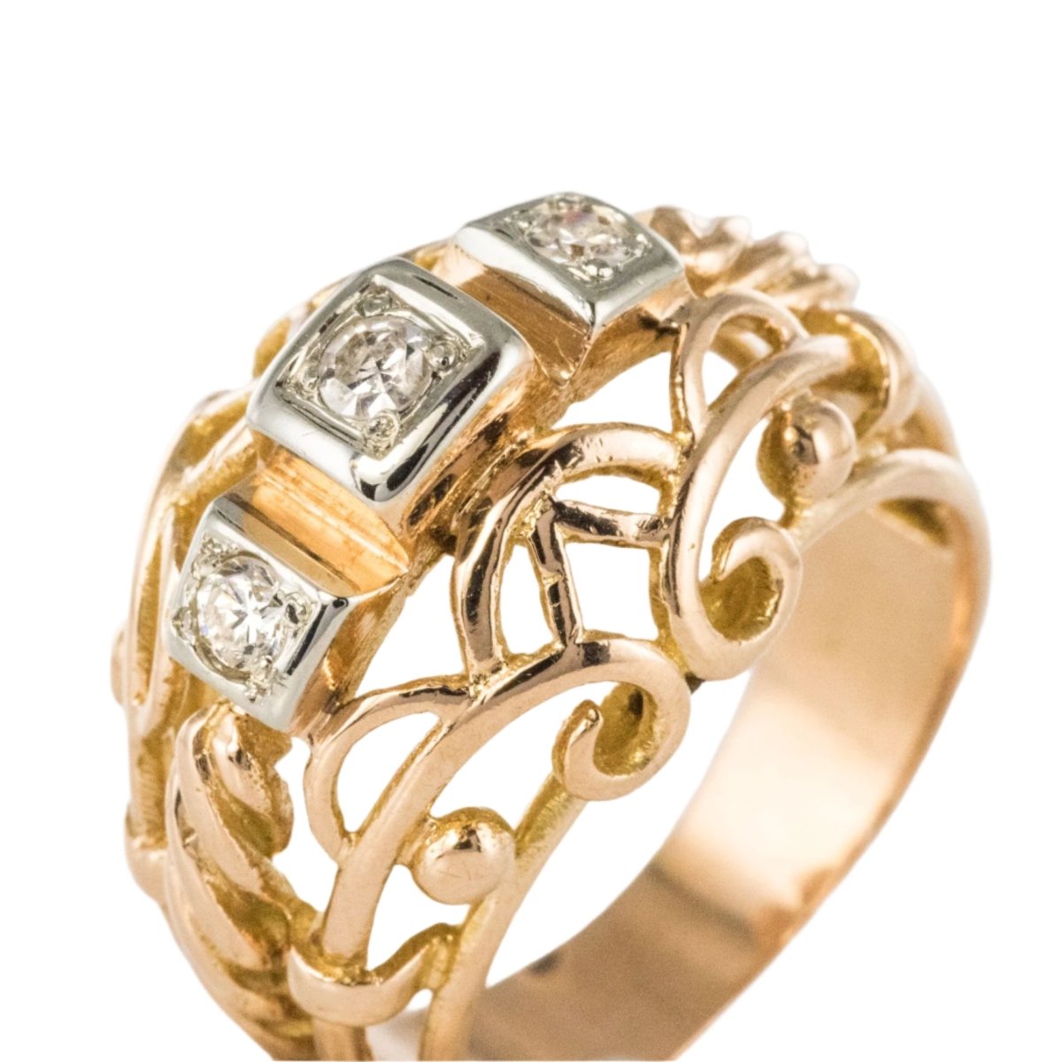 Bague Jonc en or rose et diamants - Castafiore