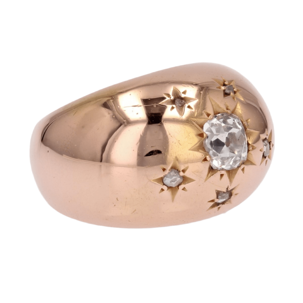 Bague Jonc en or rose et diamants - Castafiore
