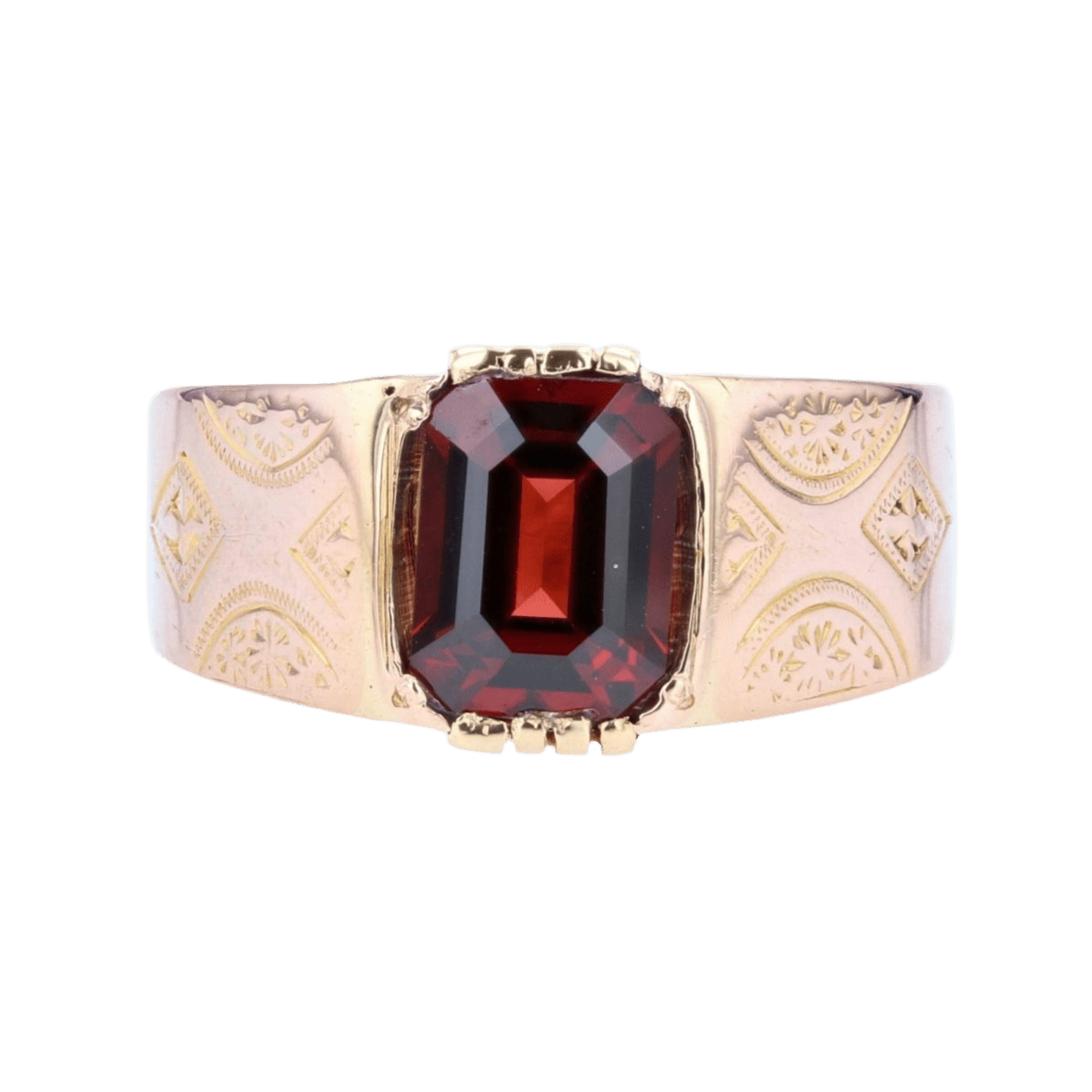 Bague Jonc en or rose et grenat - Castafiore