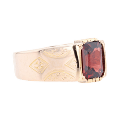 Bague Jonc en or rose et grenat - Castafiore