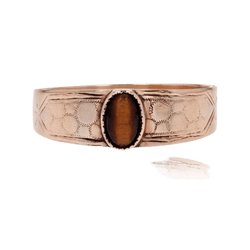 Bague Jonc en or rose et oeil de tigre - Castafiore