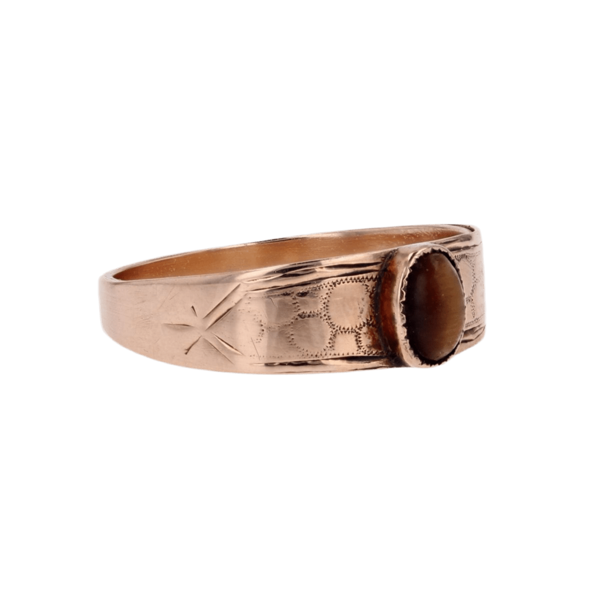Bague Jonc en or rose et oeil de tigre - Castafiore