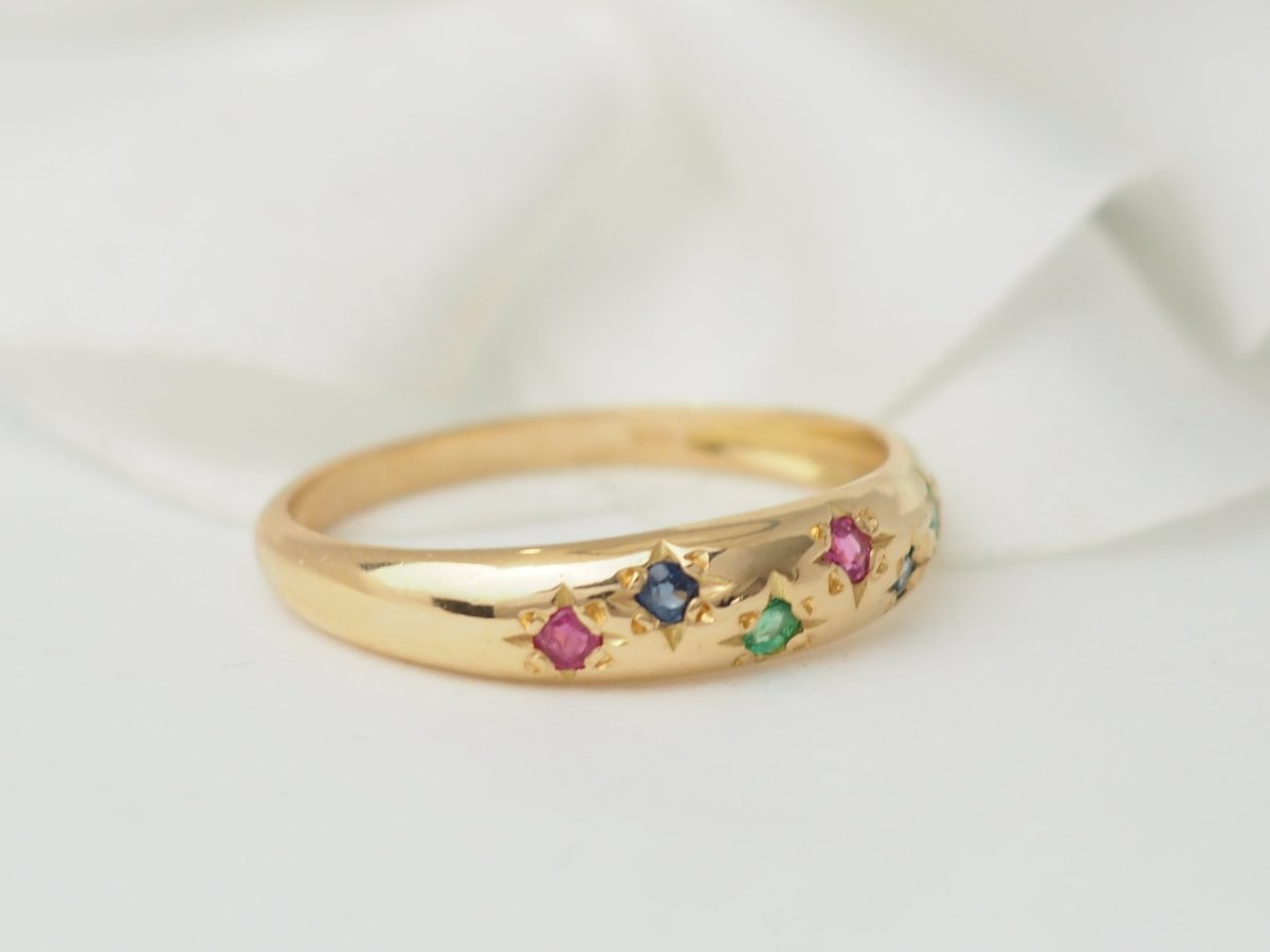 Bague jonc en or rose et pierres précieuses - Castafiore