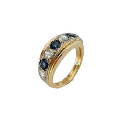 Bague Jonc en or rose, or blanc, saphirs et diamants - Castafiore