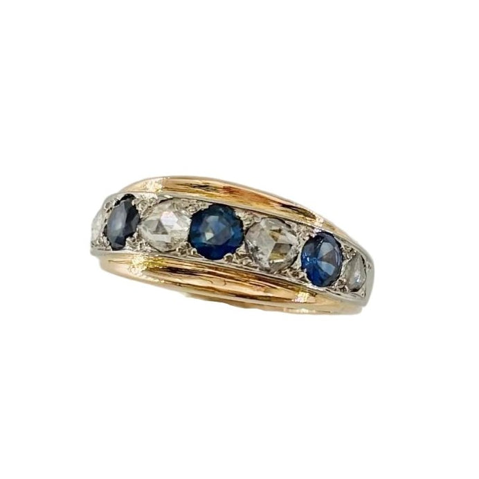 Bague Jonc en or rose, or blanc, saphirs et diamants - Castafiore