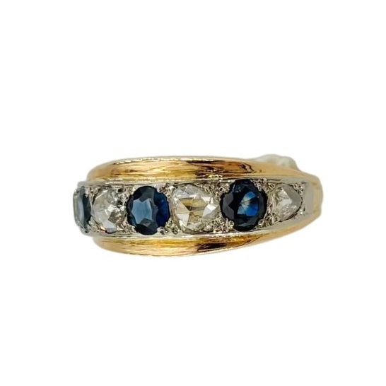 Bague Jonc en or rose, or blanc, saphirs et diamants - Castafiore