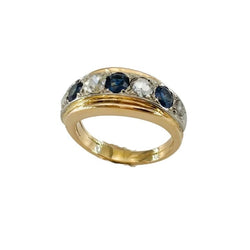 Bague Jonc en or rose, or blanc, saphirs et diamants - Castafiore