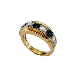 Bague Jonc en or rose, or blanc, saphirs et diamants - Castafiore