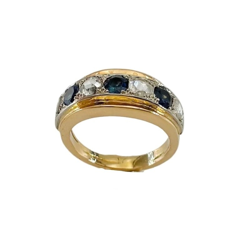 Bague Jonc en or rose, or blanc, saphirs et diamants - Castafiore