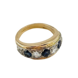 Bague Jonc en or rose, or blanc, saphirs et diamants - Castafiore