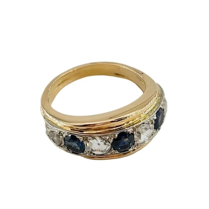 Bague Jonc en or rose, or blanc, saphirs et diamants - Castafiore