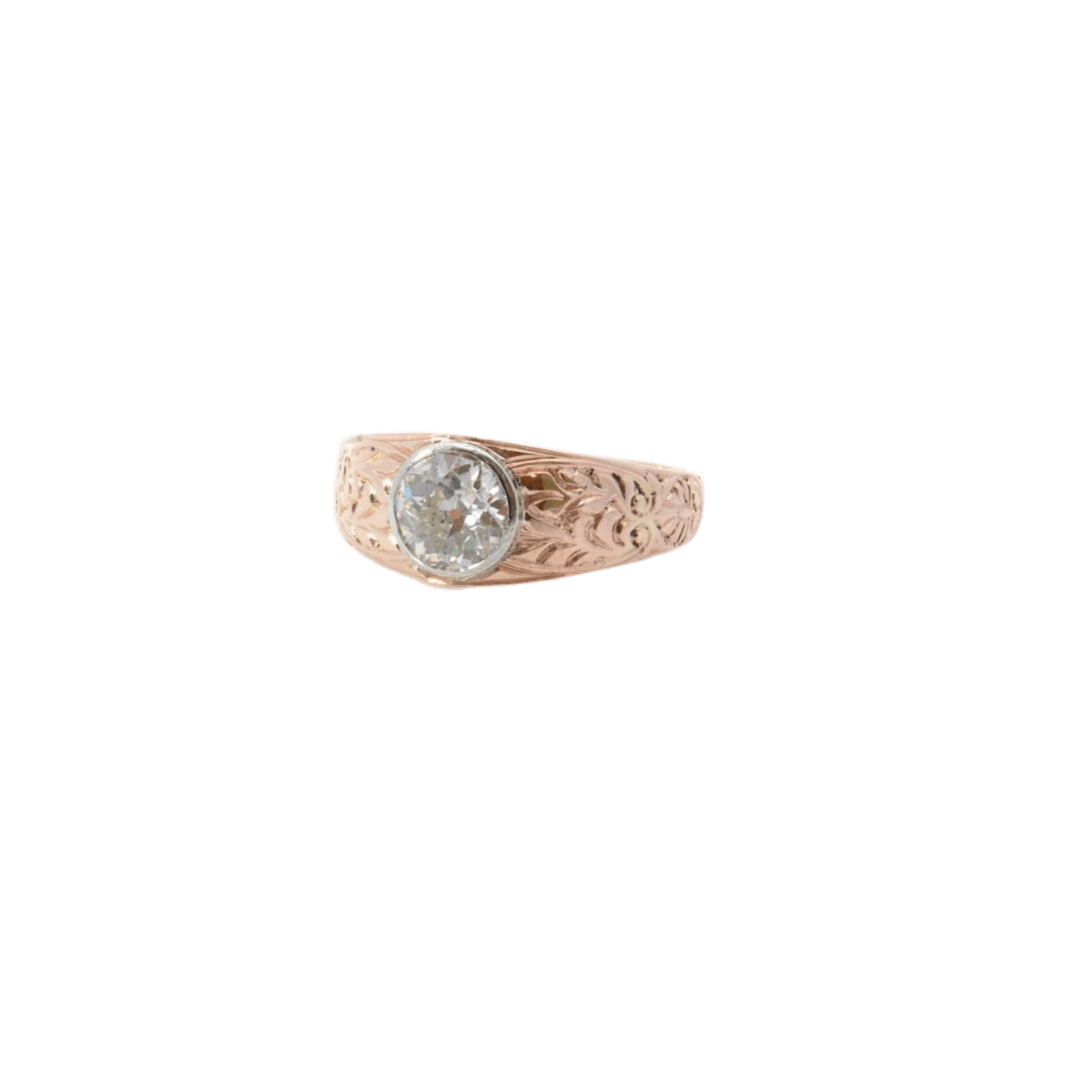 Bague Jonc en or rose, platine et diamant - Castafiore