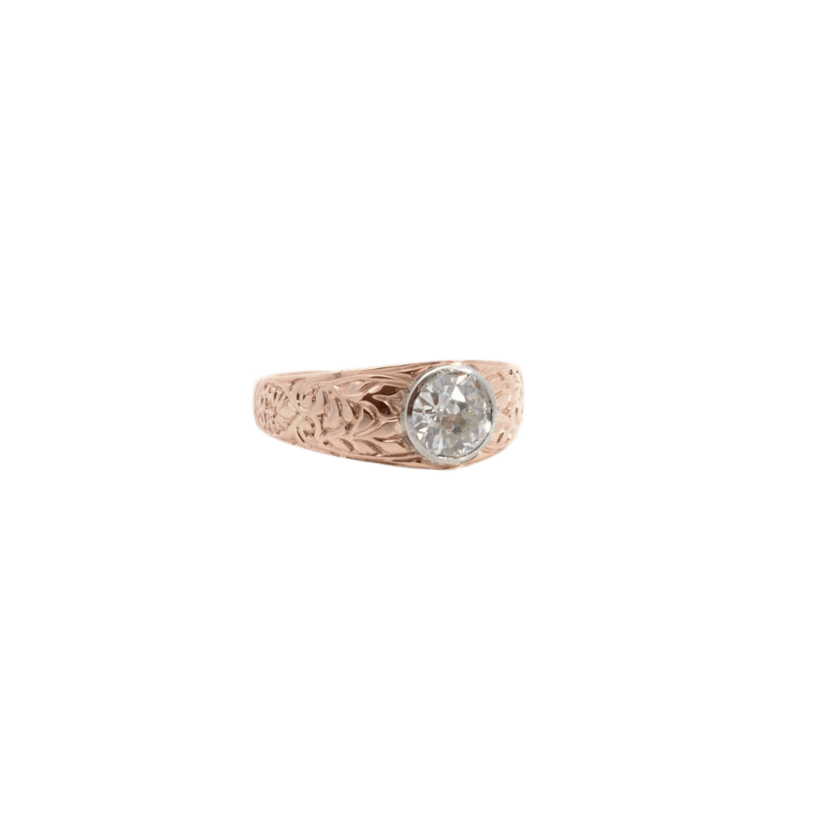 Bague Jonc en or rose, platine et diamant - Castafiore