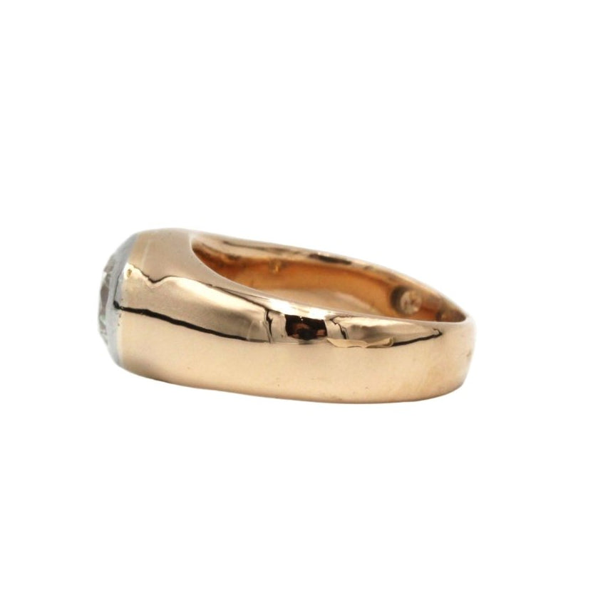 Bague Jonc en or rose, platine et diamant - Castafiore