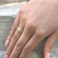 Bague Jonc en or rose, platine et diamant - Castafiore