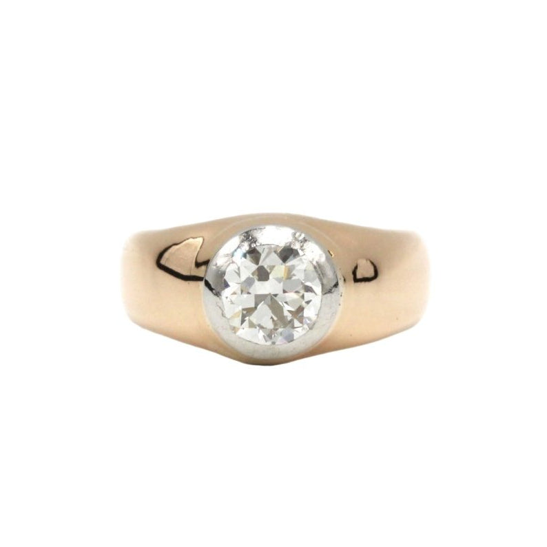 Bague Jonc en or rose, platine et diamant - Castafiore