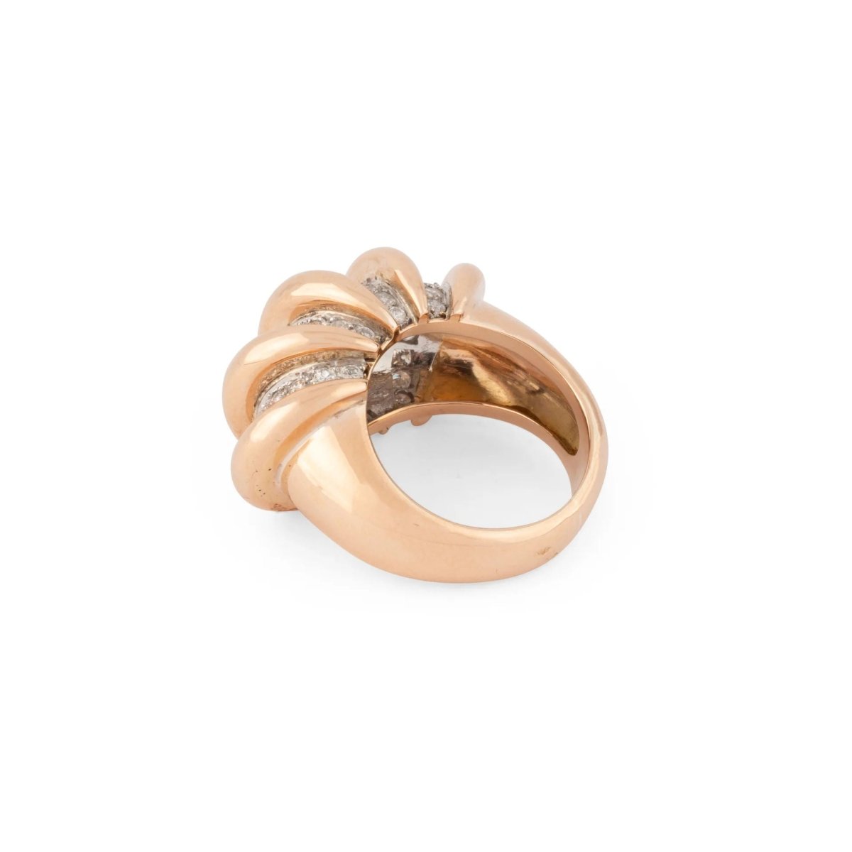 Bague Jonc en or rose, platine et diamants - Castafiore