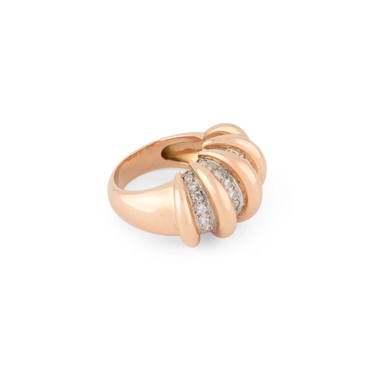 Bague Jonc en or rose, platine et diamants - Castafiore