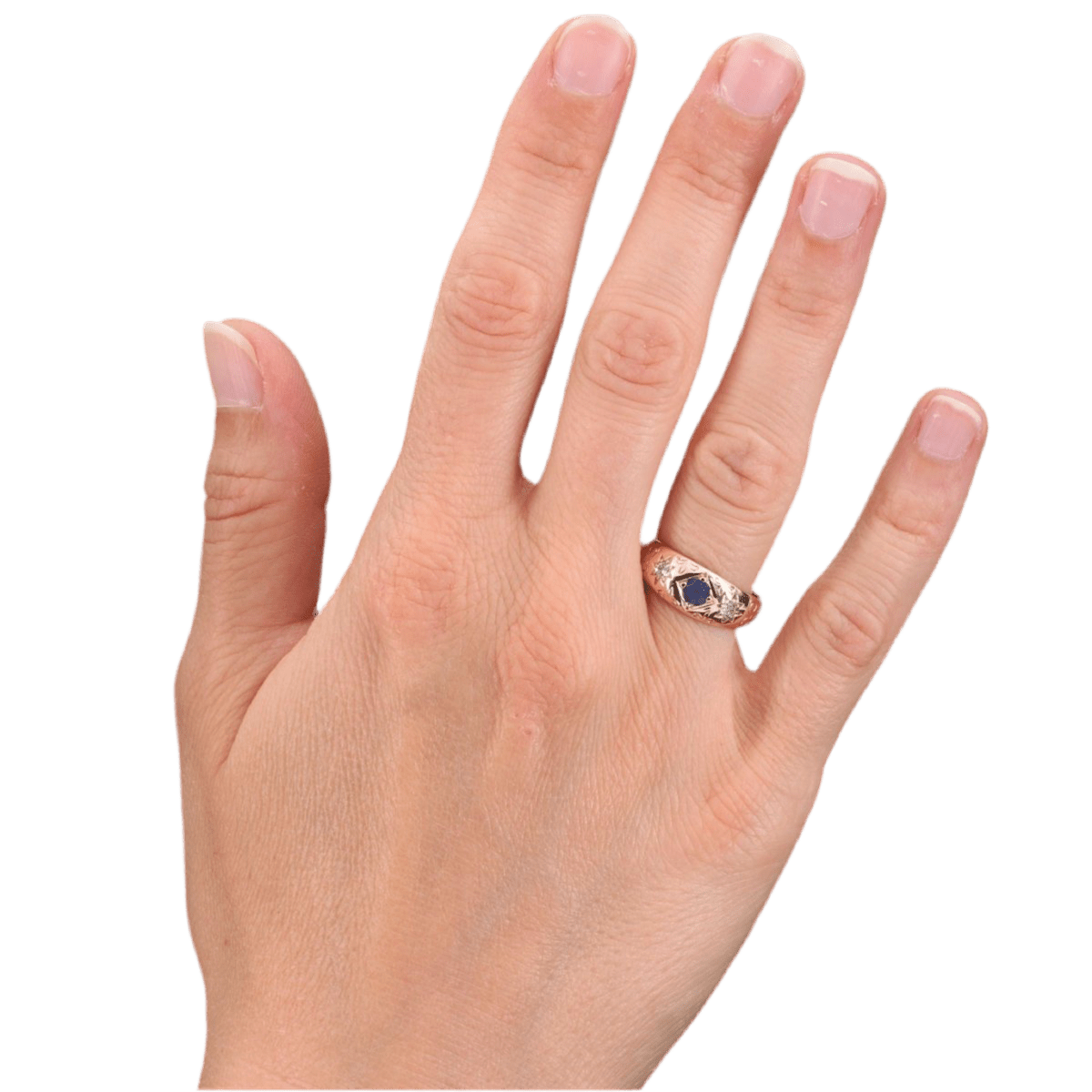 Bague Jonc en or rose, saphir et diamants - Castafiore