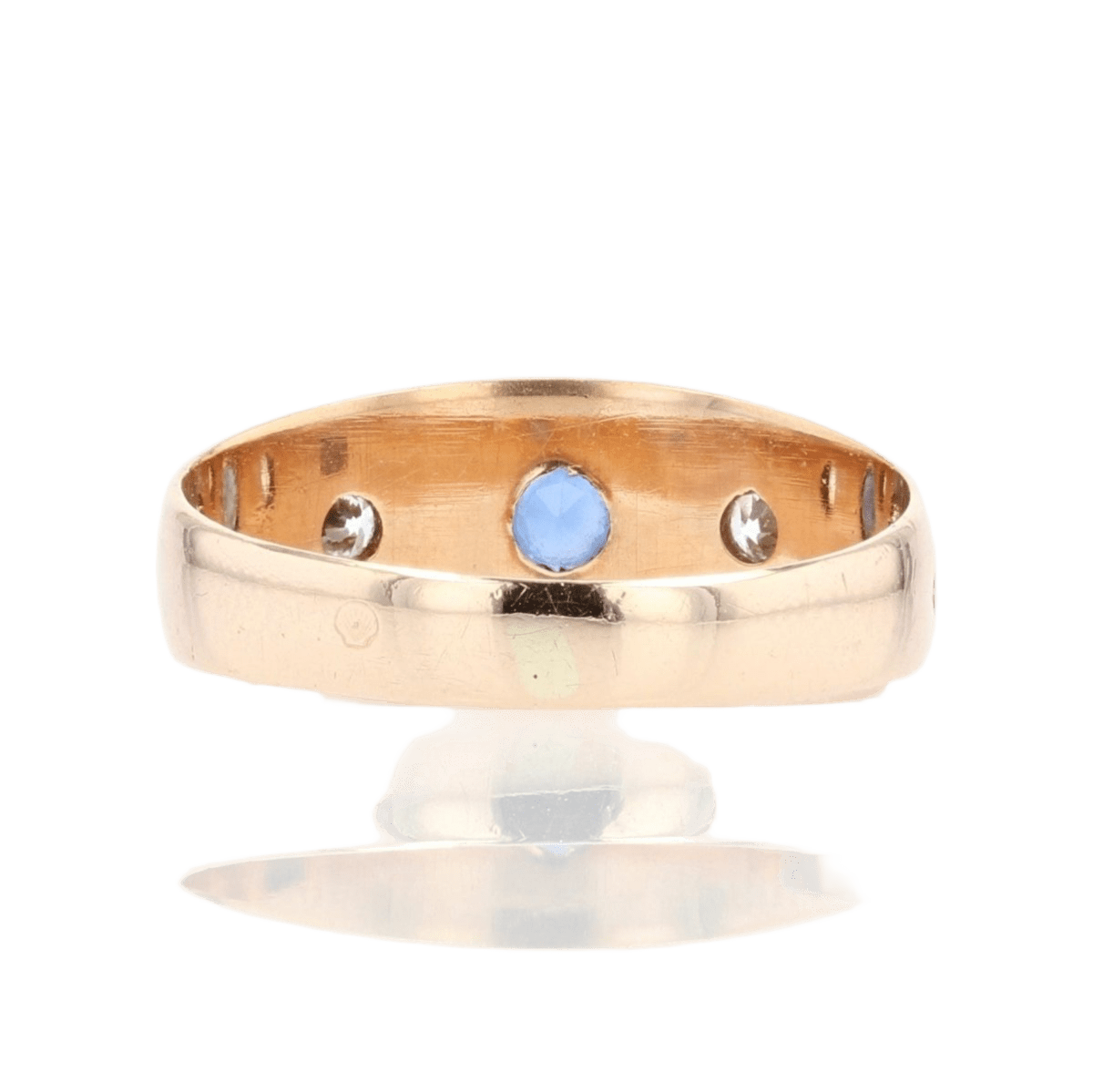 Bague Jonc en or rose, saphir et diamants - Castafiore