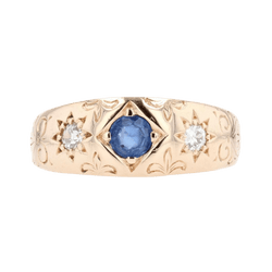 Bague Jonc en or rose, saphir et diamants - Castafiore