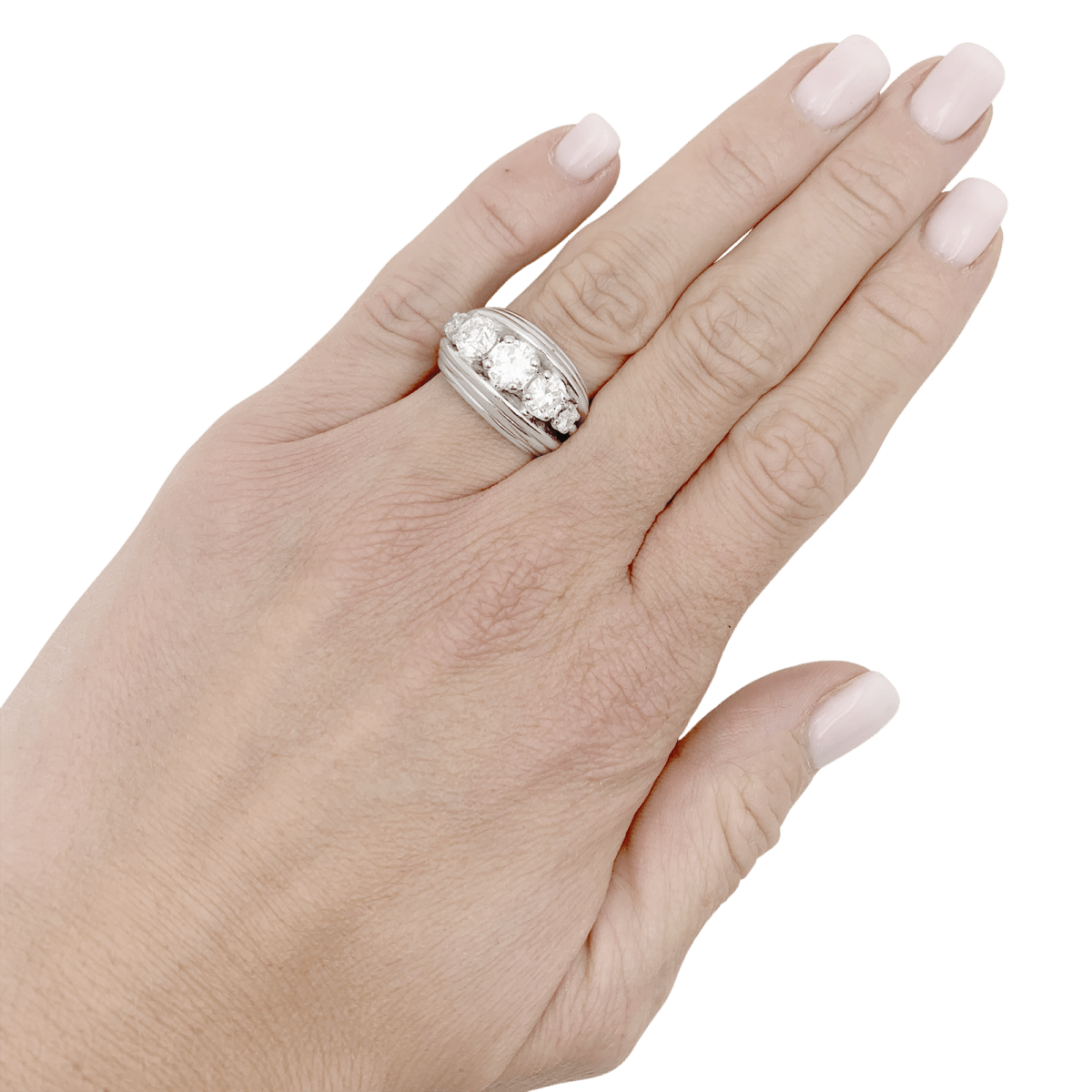 Bague Jonc en platine en diamants. - Castafiore