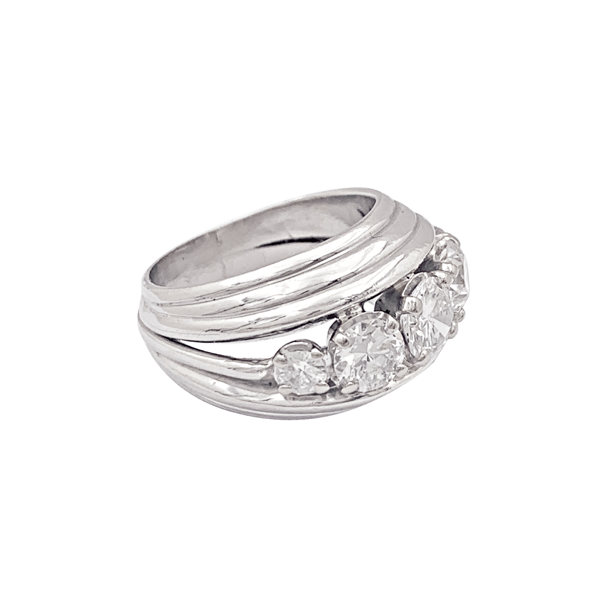 Bague Jonc en platine en diamants. - Castafiore