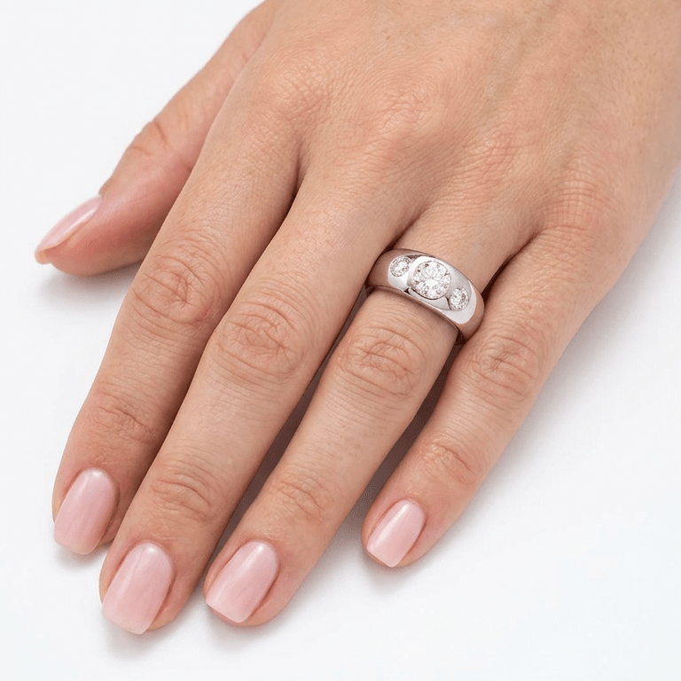 Bague Jonc en platine et diamants - Castafiore
