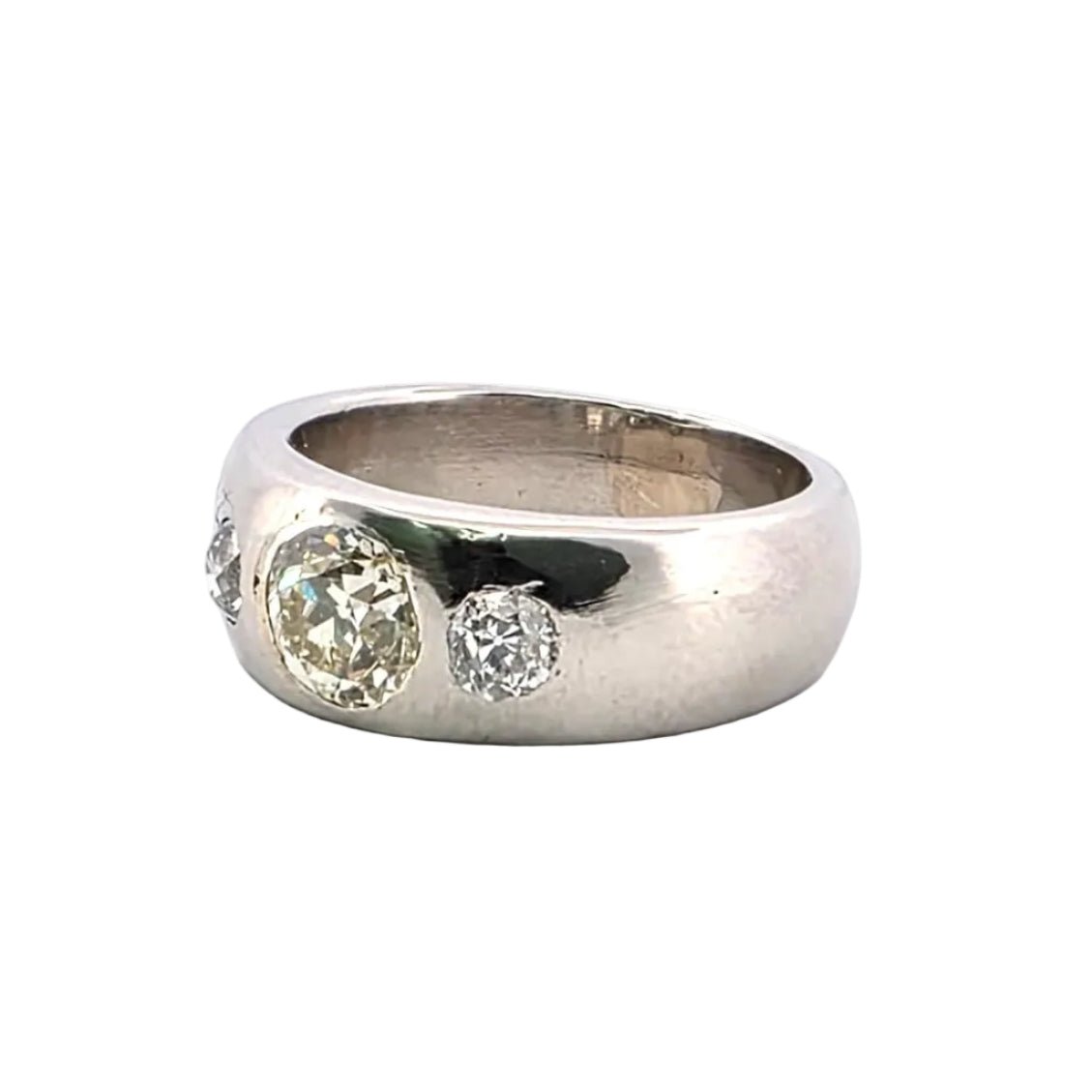Bague Jonc en platine et diamants - Castafiore