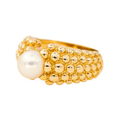 Bague Jonc FRED en or jaune et perle - Castafiore